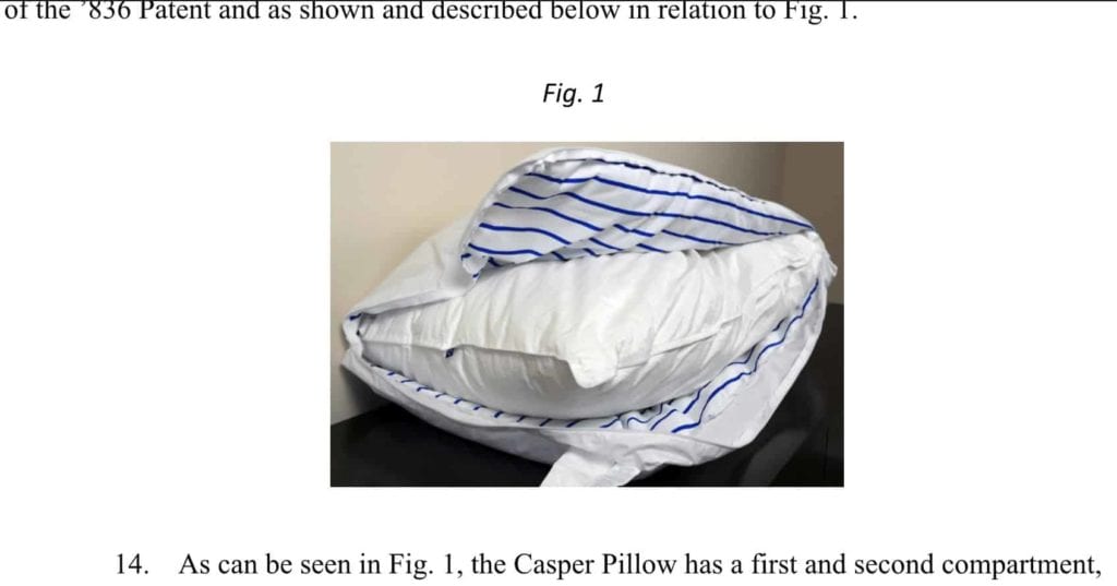 Casper pillow from the tandem vs casper lawsuit