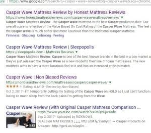 nonbiasedreviews.com shows up 3rd on google search for casper wave review
