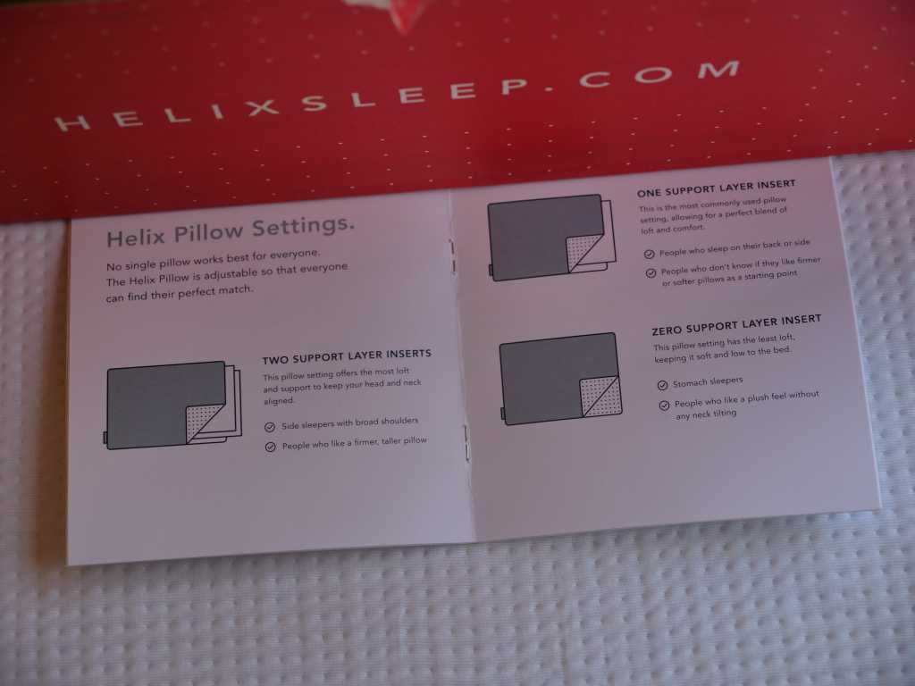 Helix Pillow | November 2025 Helix Adjustable Pillow Instructions